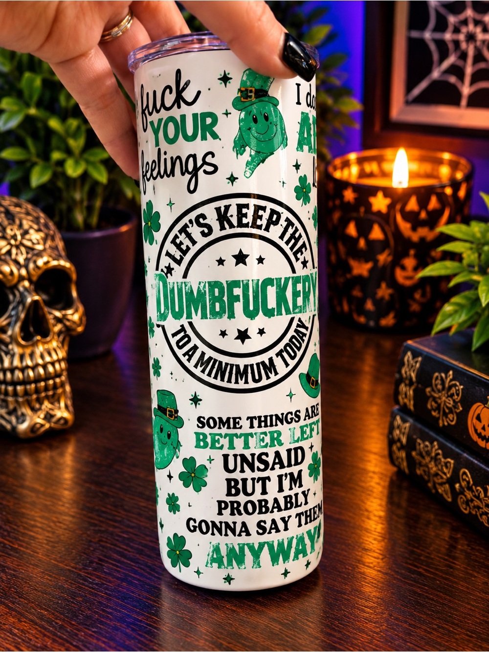 Green St. Patrick's Graphic Travel Tumbler - Unbranded